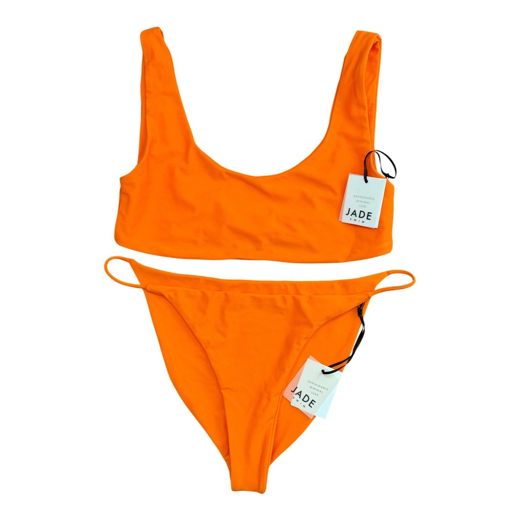 JADE Swim Nectar Orange Bikini Set Rounded Edges Top L Bare Minimum Bottom XL